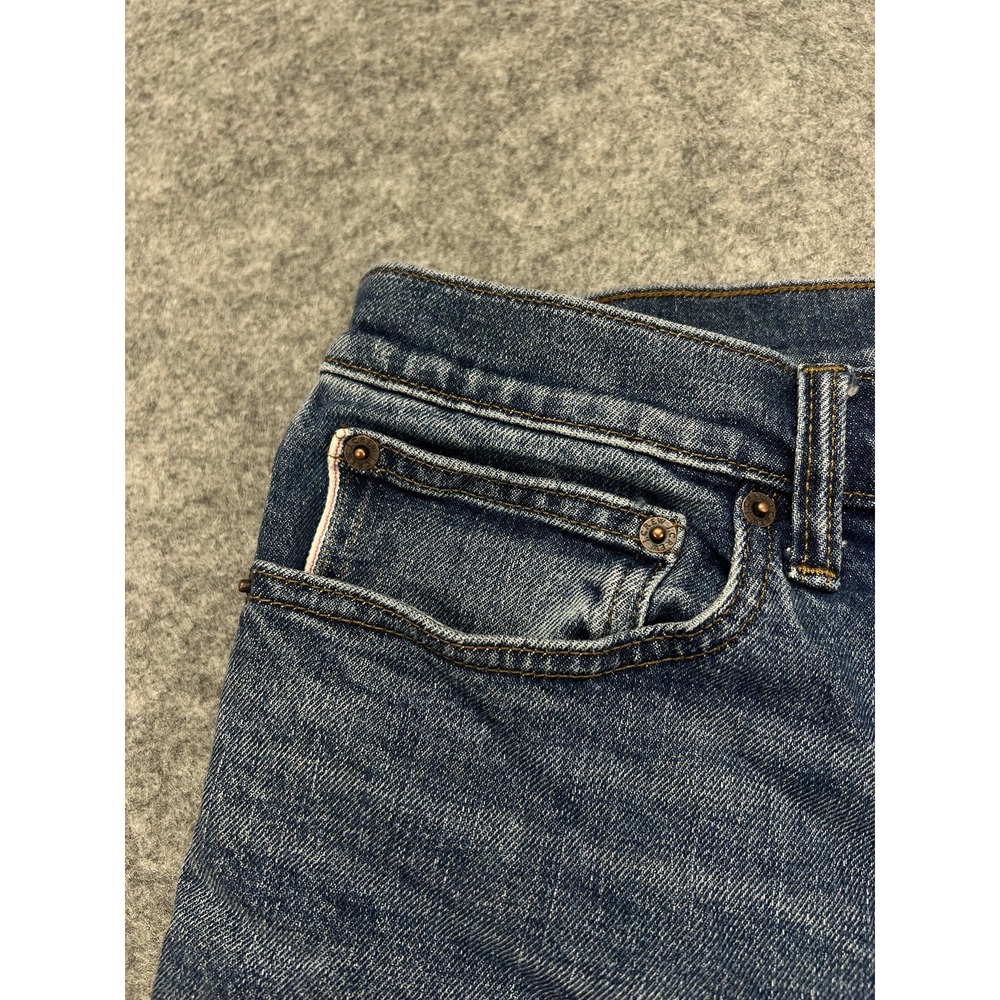 J.Crew Flex Straight Jeans Mens 34x28* Blue Selvedge Denim Stretch Medium Wash - Picture 4 of 15